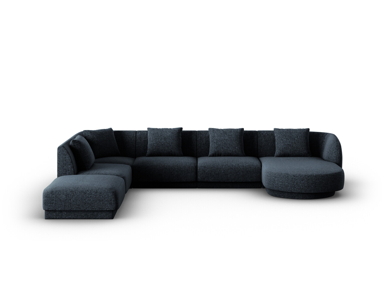 Coltar panoramic stanga 6 locuri, Tulum, Cosmopolitan Design, 330x255x70 cm, tesatura chenille, albastru regal - imagine 6
